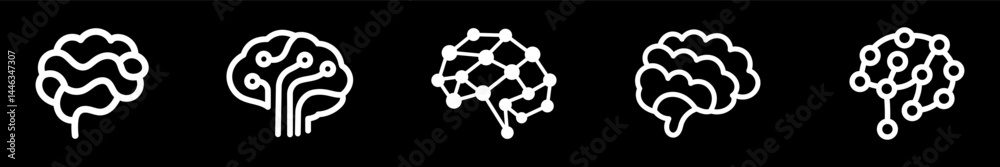 Naklejka premium Digital Brain Network Icons