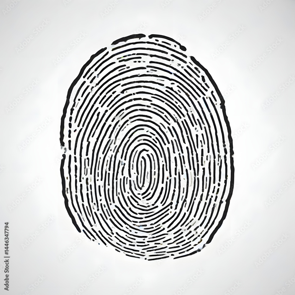 Simple vector icon of a fingerprint, minimalist, bold outlines, isolated on white background Simple vector icon of a fingerprint, minimalist, bold outlines, isolated on white background