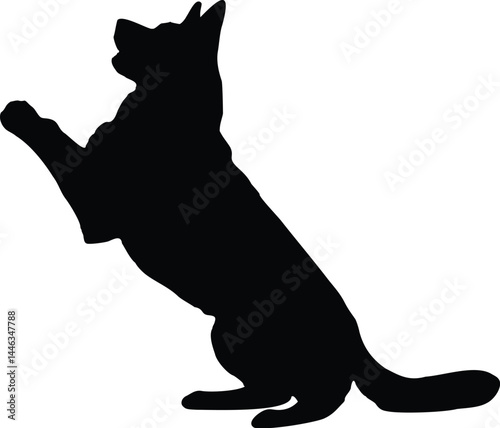German Shepherd Begging Pose Silhouette Illustration Vector