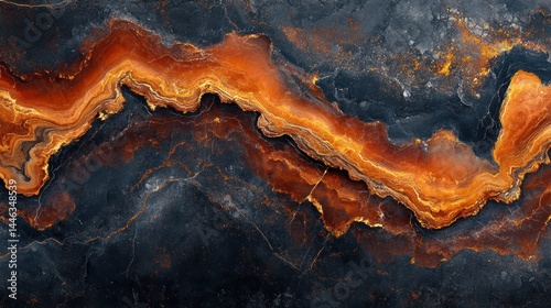 Wallpaper Mural Dark, fiery, veined stone texture Torontodigital.ca