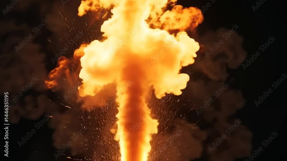 A burning explosion with orange and yellow smoke 