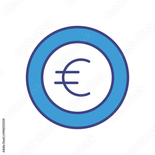Euro Search icon vector stock illustration