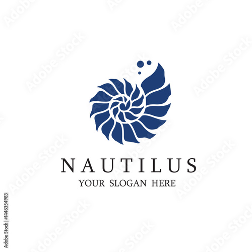 label of nautilus shell isolated on white background