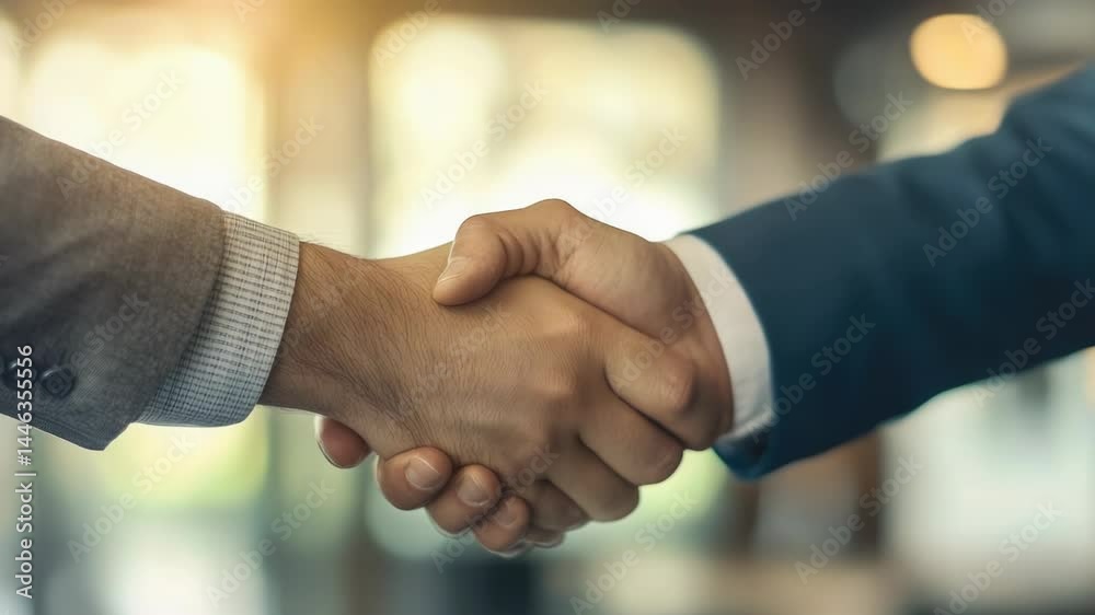 Two people shaking hands in a professional setting