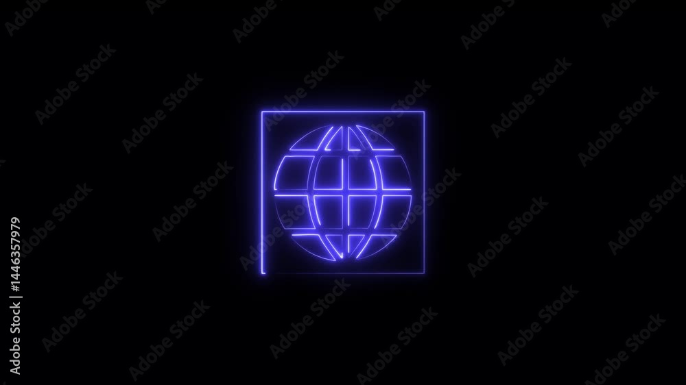 Glowing neon internet icon 4k isolated on black background. HD Video motion graphic animation Glowing neon internet icon 4k isolated on black background. HD Video motion graphic animation