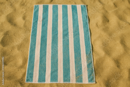 Pastel Beach Towel Near Shoreline – Relaxing Summer Concept