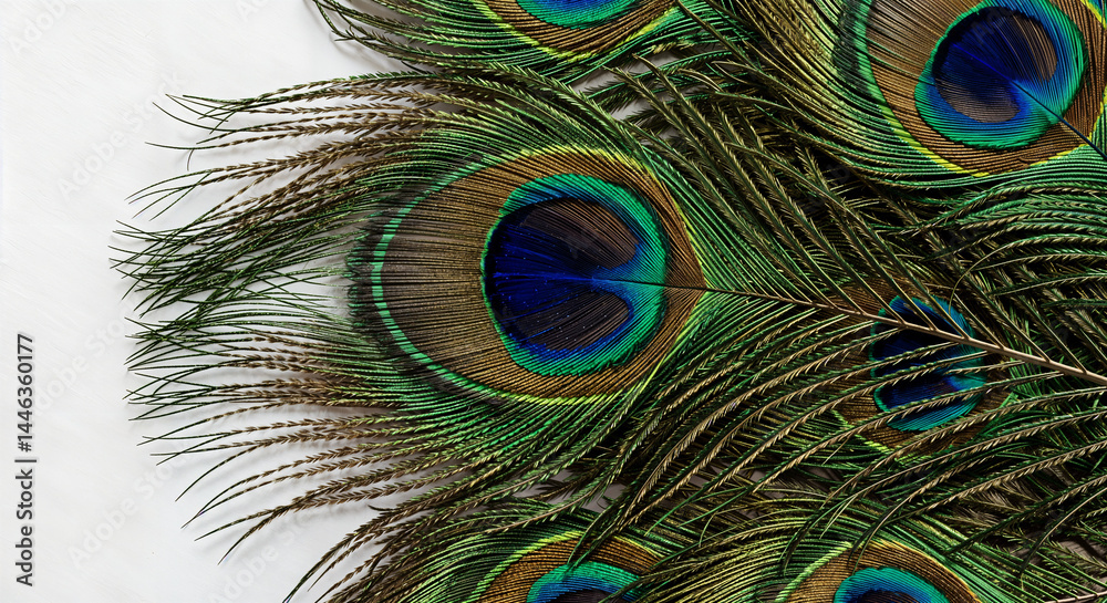 Peacock Feathers Closeup – Natural Beauty and Exotic Pattern Background