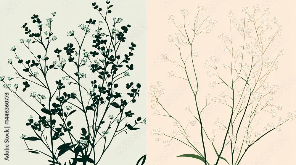 Abstract Floral Silhouette Art: Minimalist Design and Elegance in Botanical Illustrations Abstract Floral Silhouette Art: Minimalist Design and Elegance in Botanical Illustrations