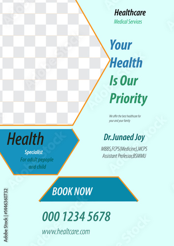 Modern medical corporate healthcare  flyer design or creative hospital business brochure cover template..