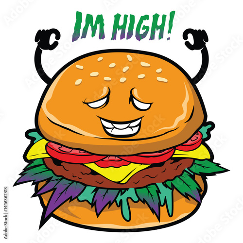 cartoon high burger mascot logo.eps