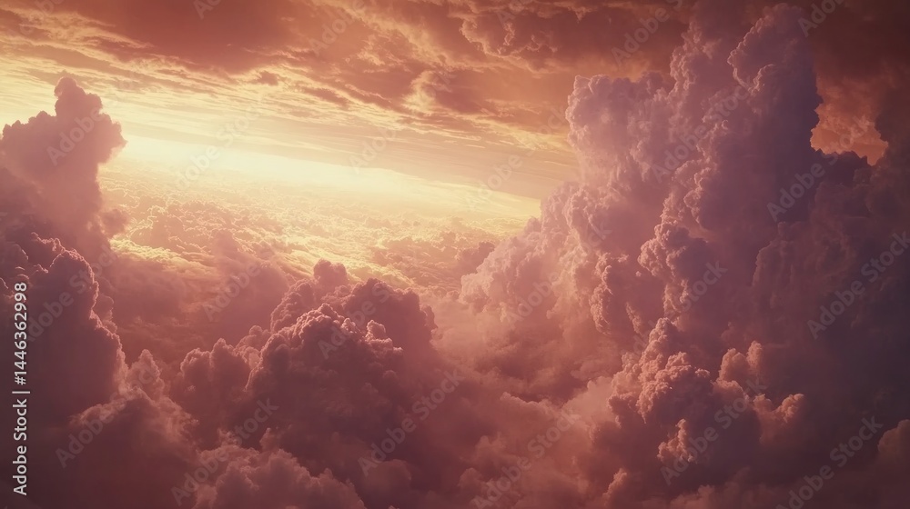 Naklejka premium A breathtaking view of fiery cloudscapes above.
