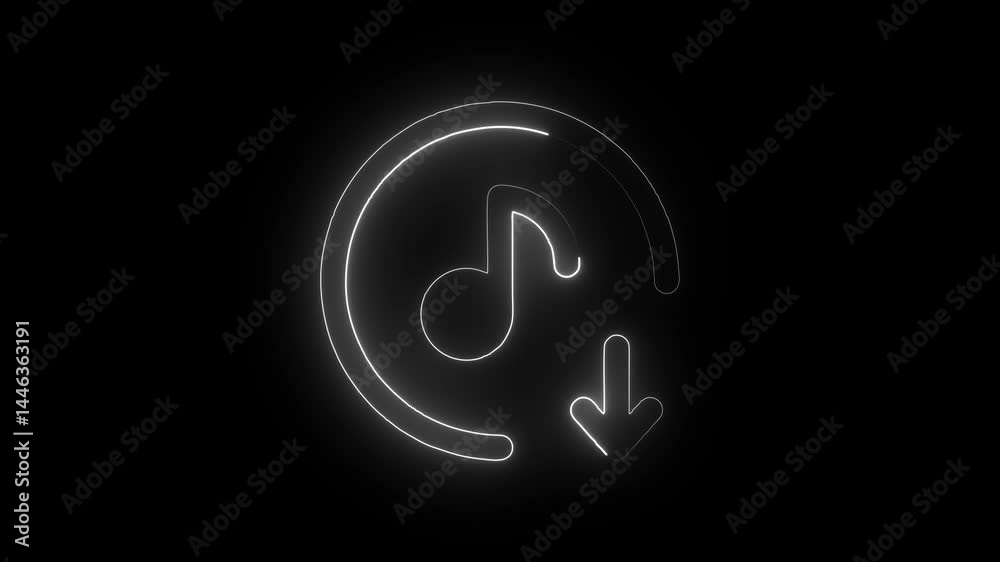Glowing neon downloading icon isolated on black background. HD Video motion graphic animation Glowing neon downloading icon isolated on black background. HD Video motion graphic animation