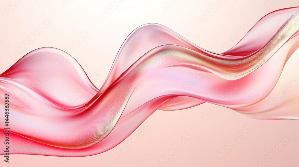 Fototapeta premium Abstract design of flowing, translucent pink and peach waves.