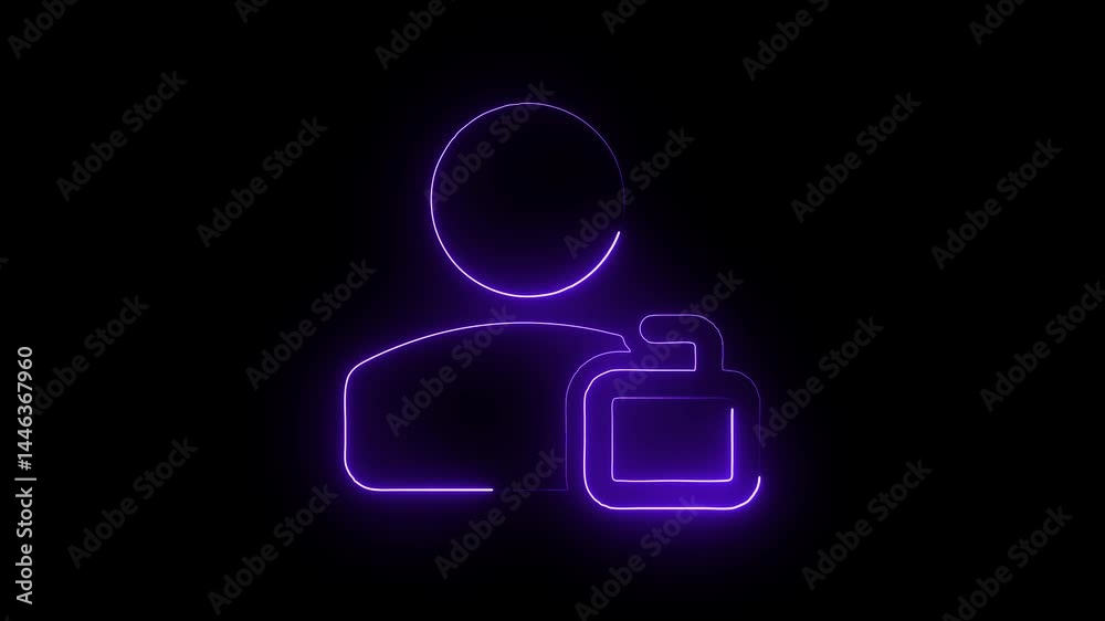 Glowing neon unlock icon isolated on black background. HD Video motion graphic animation