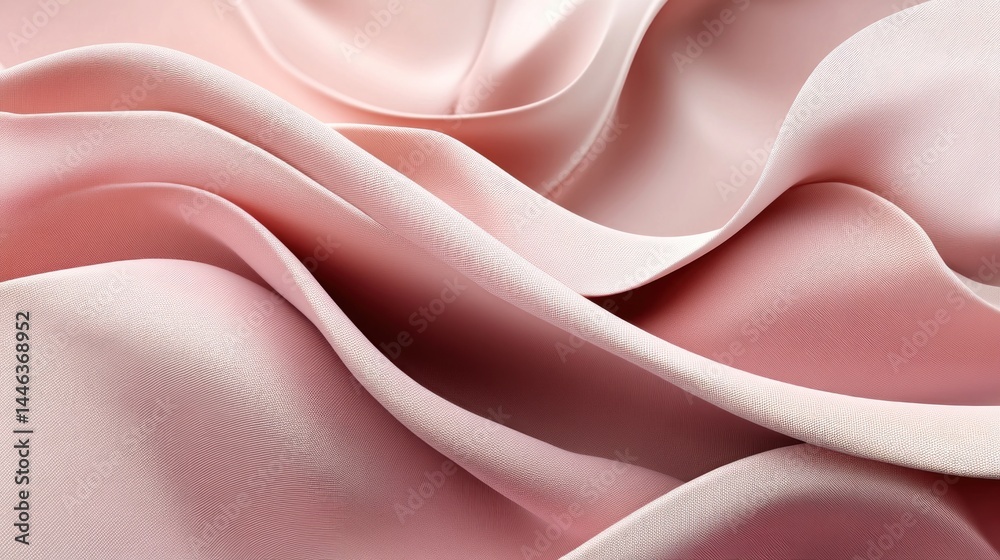 Fototapeta premium A close-up view of elegant, flowing pink satin fabric.