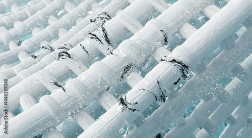 Analyzing White Fabric Weave Structure with Water Droplets and Dark Impurities