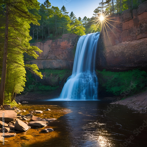 Snake Pit Falls in the morning light.  Amnicon Falls State Park, South Range, Wisconsin, USA.