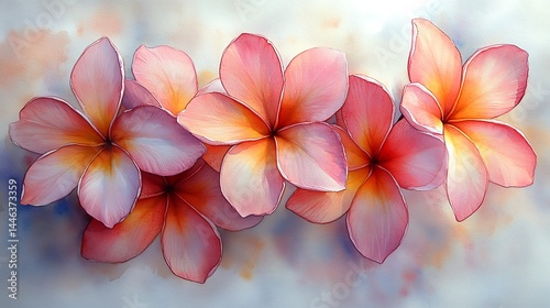 Wallpaper Mural Elegant plumeria flowers captured in dreamy brush strokes high resolution photo Torontodigital.ca