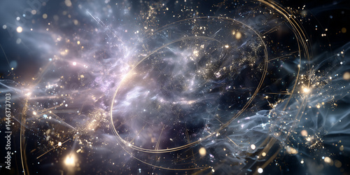 Astrology-themed abstracts and scenes, spiral in the sky, time and dial