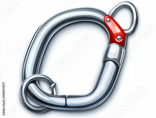 Carabiner Climbing Gear Adventure Hardware Metal Safety Tool Red Climbing Connection Equipment Durable Fastener Loop Design Recreation Sport Outdoors Strong Hook Accessory Mountaineering