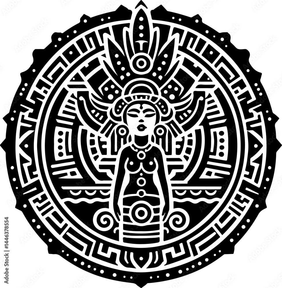 sketch vector illustration silhouette design icon logo symbol god goddess mandala rosette abstract vintage classic ethnic traditional indian aztec maya american sketch vector illustration silhouette design icon logo symbol god goddess mandala rosette abstract vintage classic ethnic traditional indian aztec maya american