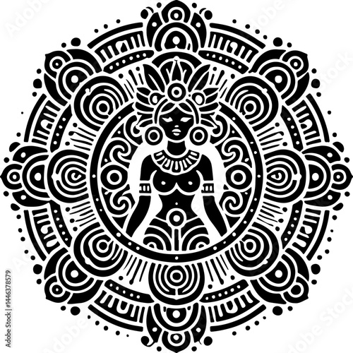 sketch vector illustration silhouette design icon logo symbol god goddess abstract vintage classic ethnic traditional indian aztec maya american
