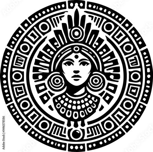sketch vector illustration silhouette design icon logo symbol god goddess abstract vintage classic ethnic traditional aztec maya american