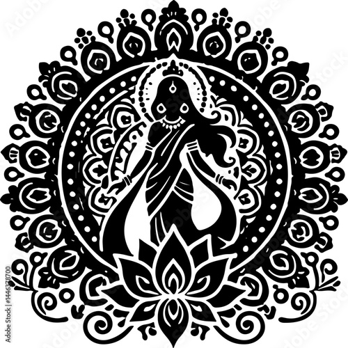 sketch vector illustration silhouette design icon logo symbol god goddess mandala rosette abstract vintage classic ethnic traditional indian aztec maya