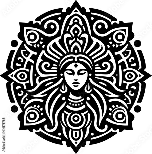 sketch vector illustration silhouette design icon logo symbol god goddess abstract vintage classic ethnic traditional indian aztec maya american
