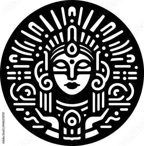 sketch vector illustration silhouette design icon logo symbol god goddess abstract vintage classic ethnic traditional indian aztec maya american