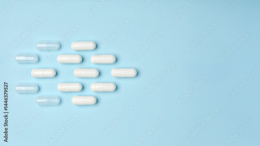 Placebo, Active, and Empty Capsules on Blue – Medical Comparison Concept