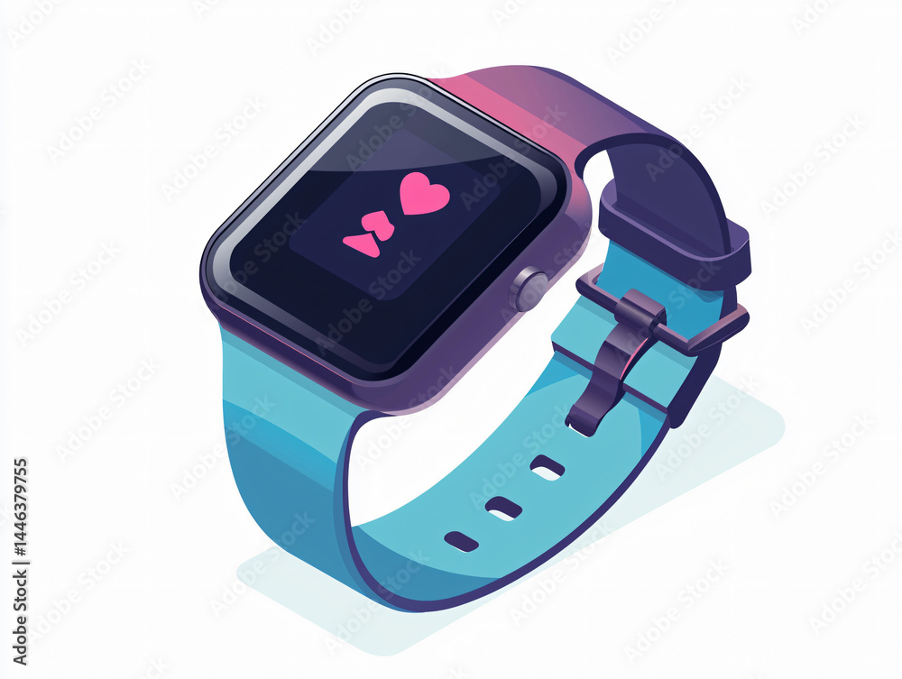 Fototapeta premium smartwatch technology fitness digital wearable heart monitor health tracking sport modern gadget lifestyle arm screen interface colorful display electronics notification activity innovation