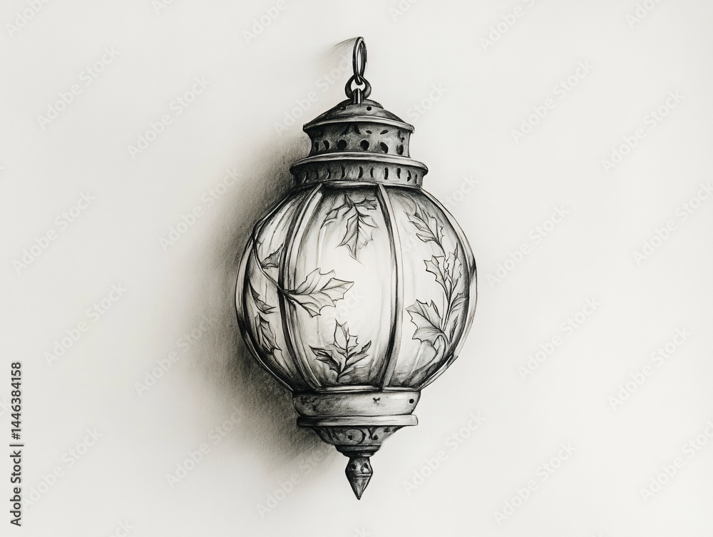 Fototapeta premium Vintage Glass Lantern: Ornate Antique Lighting for Elegant Home Decor and Ambiance