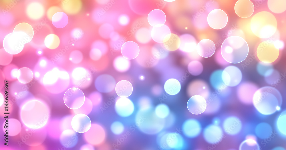 Fototapeta premium Pastel Bokeh Background with Soft Pink Blue and Yellow Light Circles