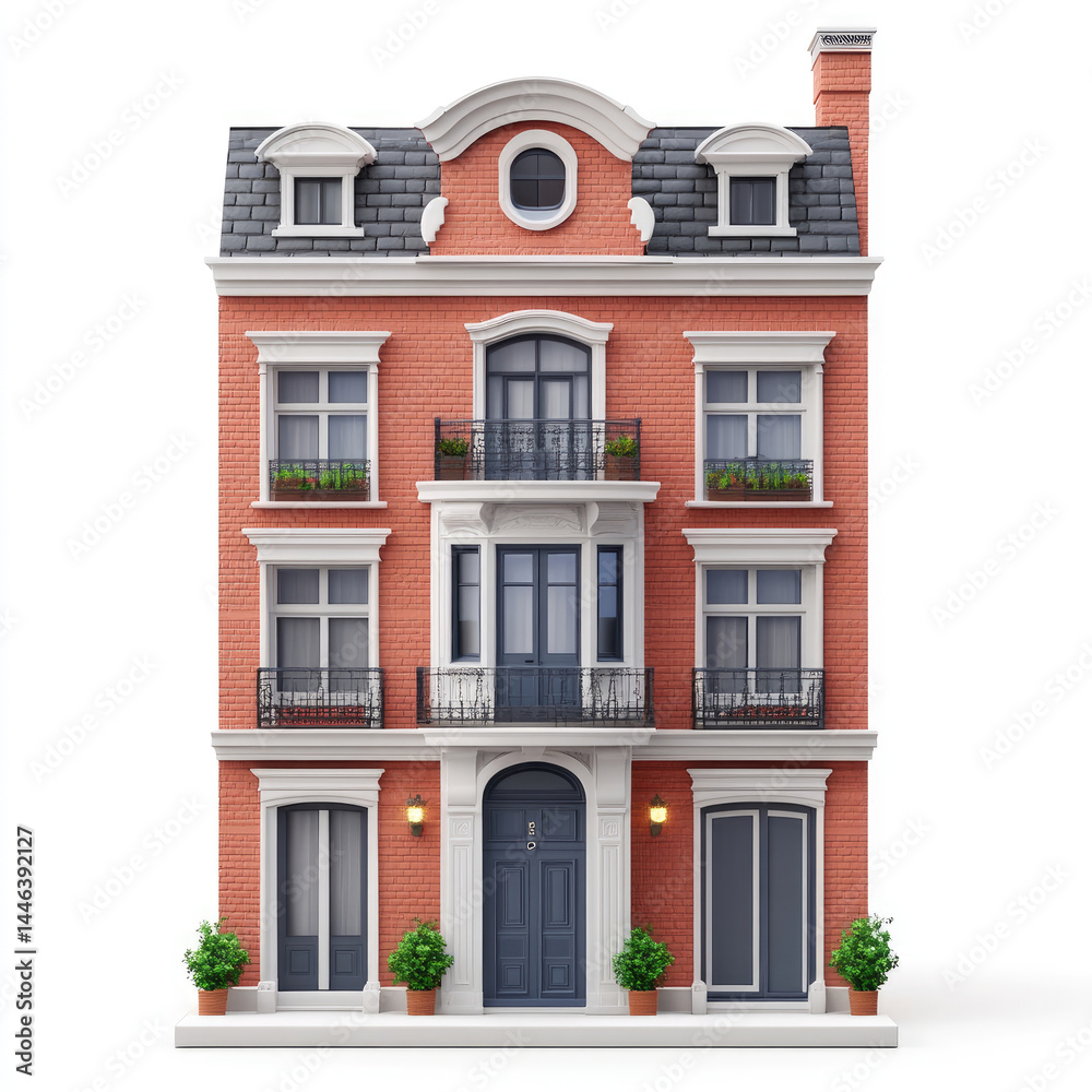 Obraz premium Elegant two story brick building exterior