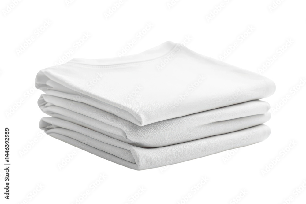 Neat stack of white t shirts soft fabric simple background perfect for printing clean and crisp Neat stack of white t shirts soft fabric simple background perfect for printing clean and crisp