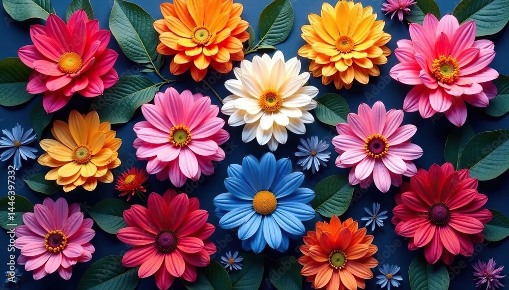 Intricate, densely packed blooms in vibrant hues, texture, vintage, bright Intricate, densely packed blooms in vibrant hues, texture, vintage, bright