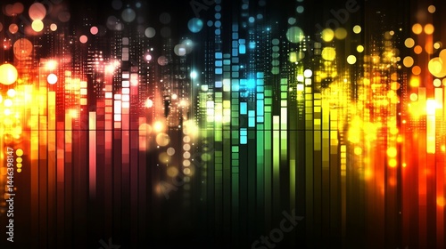 Wallpaper Mural A night scene with a deep, limitless canvas serves as the backdrop for a vibrant digital cityscape of interconnected light columns, which represents the complex web of data in data visualization Torontodigital.ca