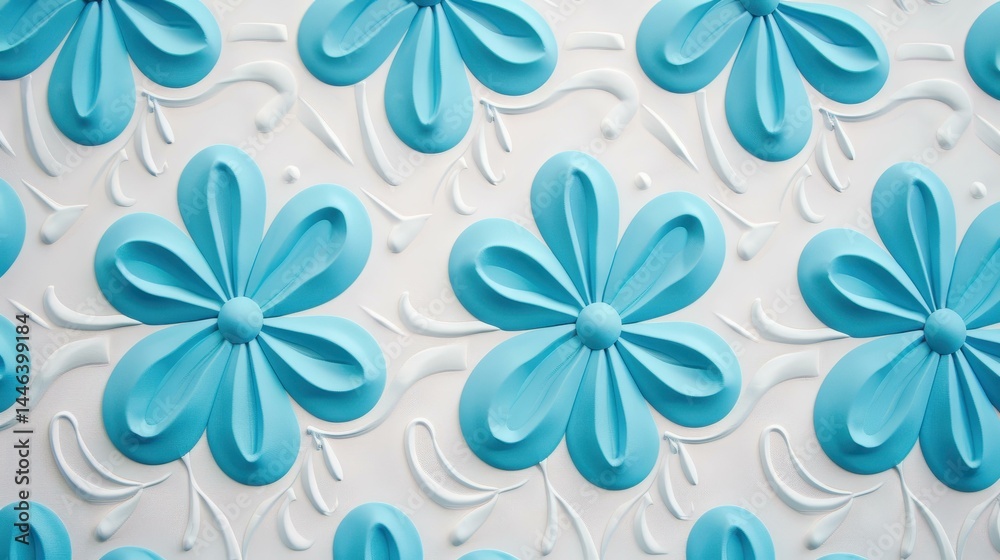 Obraz premium Timeless blue floral vintage wallpaper adds elegance and charm to any space with its intricate Victorian design.