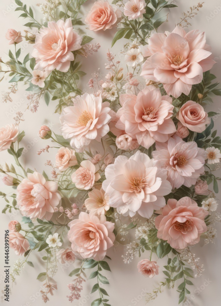 custom made wallpaper toronto digitalDelicate artificial blooms in soft pastel shades form a charming vintage floral wall , delicate, roses, wall decor