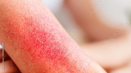 Obraz na płótnie A closeup view of a skin allergy rash showcases red, itchy bumps, highlighting irritation and dermatitis effects. w salonie