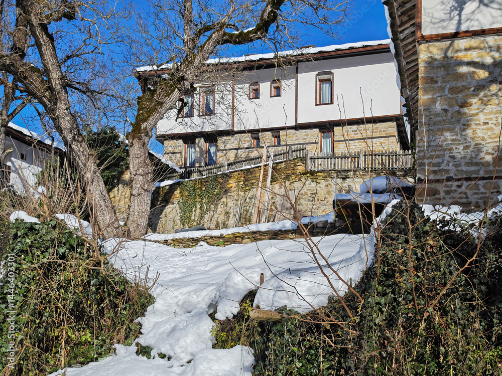 Winter view of village of Bozhentsi, Bulgaria