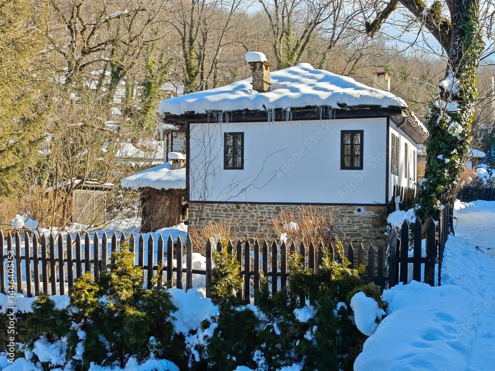 Winter view of village of Bozhentsi, Bulgaria