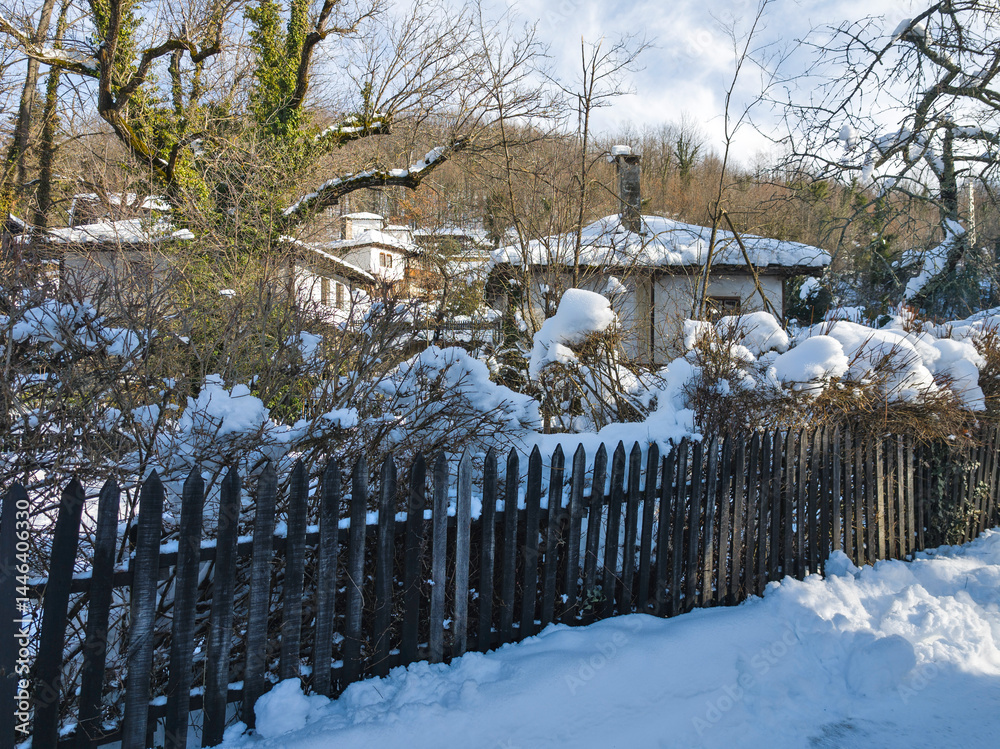 Winter view of village of Bozhentsi, Bulgaria