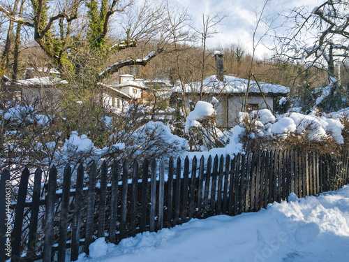 Obraz na płótnie Winter view of village of Bozhentsi, Bulgaria w salonie