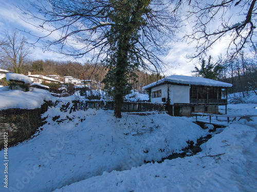 Winter view of village of Bozhentsi, Bulgaria