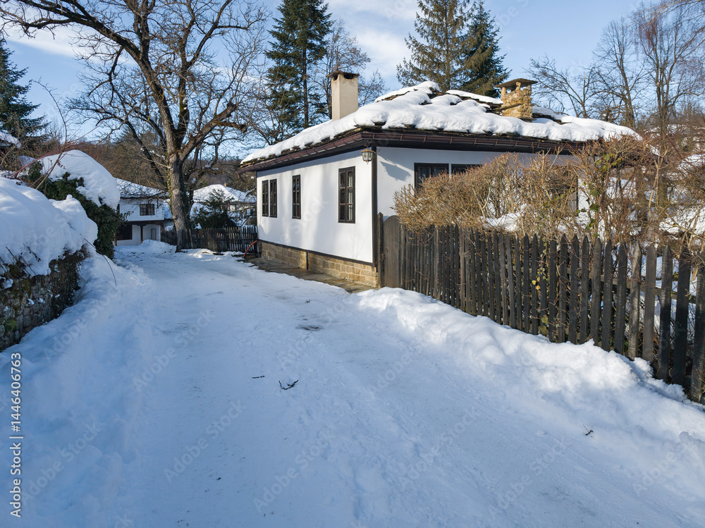 Winter view of village of Bozhentsi, Bulgaria
