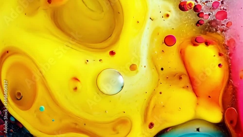 Abstract Colorful Paint Splash with Bubbles and Swirls