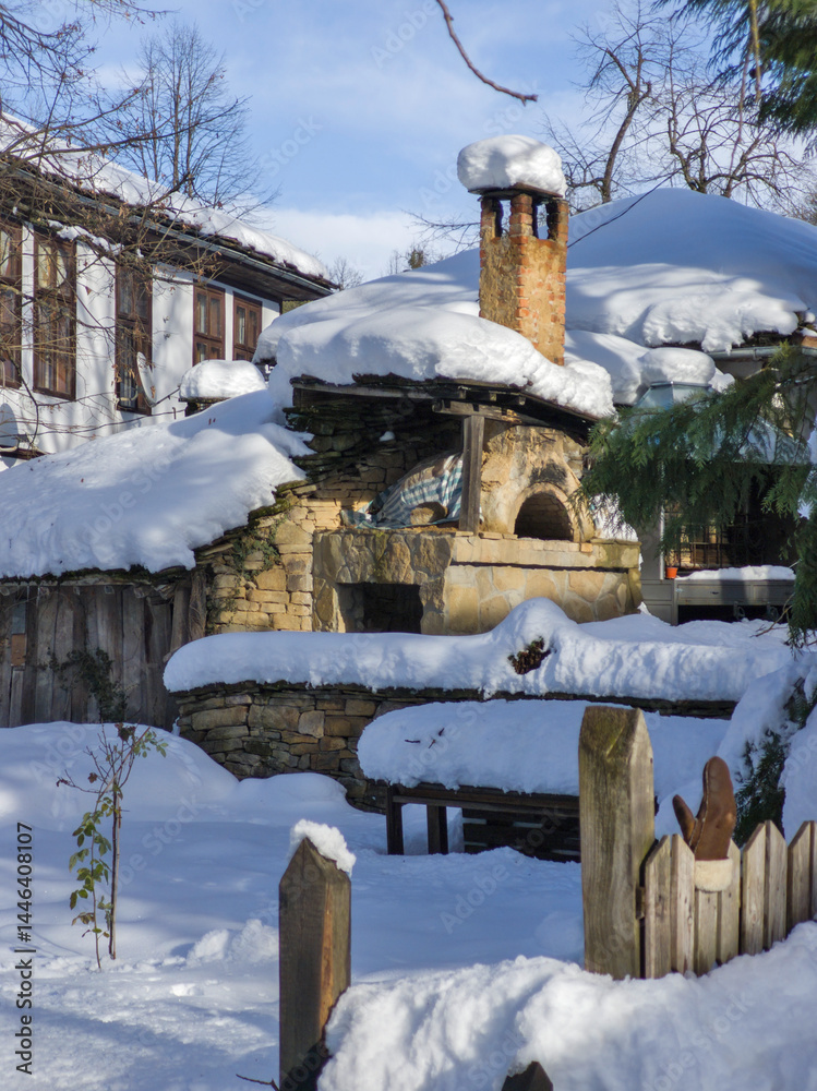 Winter view of village of Bozhentsi, Bulgaria