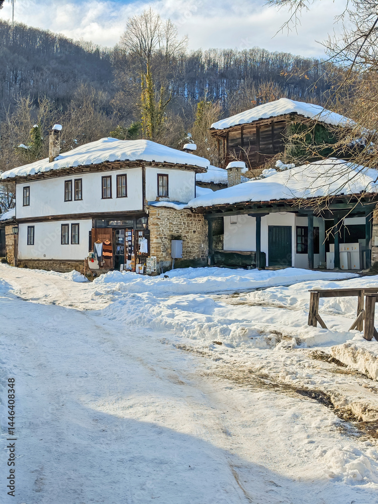 Winter view of village of Bozhentsi, Bulgaria
